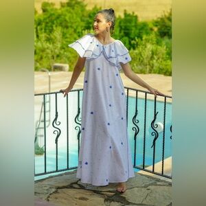 NWT Fanm Mon White with Blue Swiss Dot Payton Dress